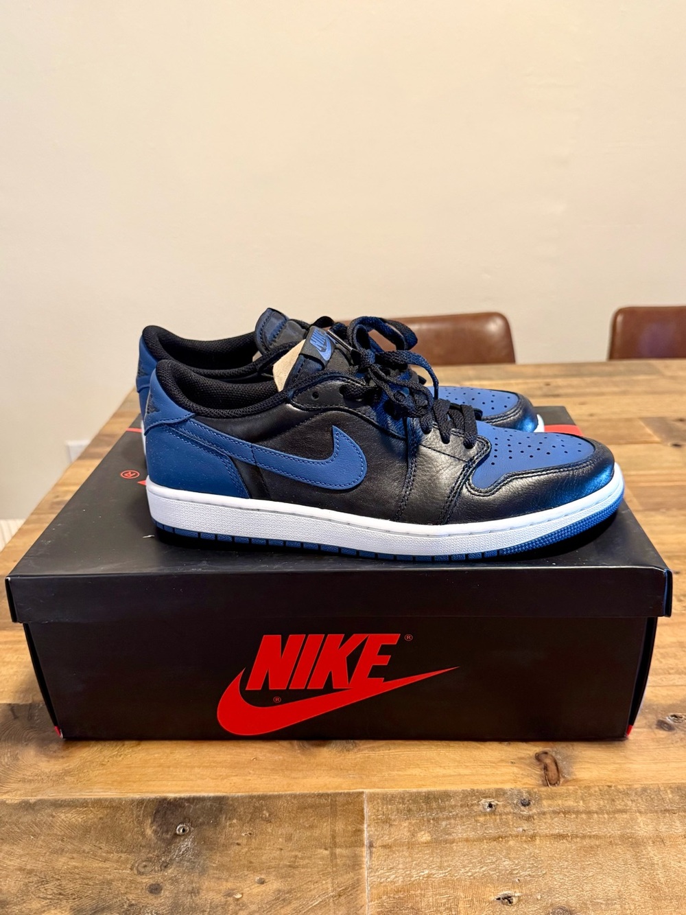 Nike Air Jordan 1 Retro Low Black & Mystic Blue, Size 10, Original Box